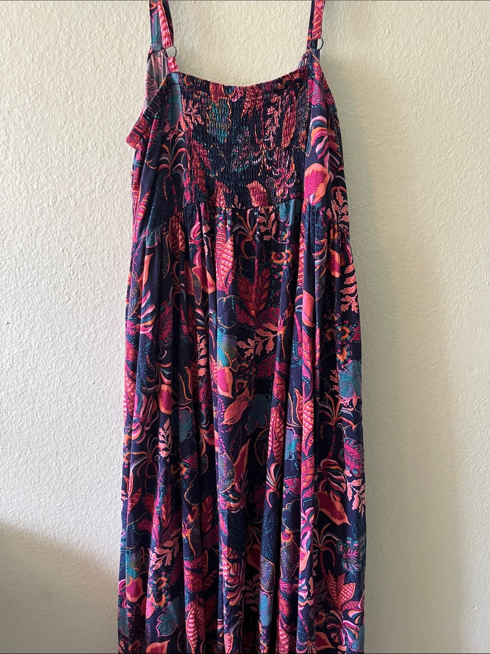 Torrid Women's Navy Floral Maxi Dress in Pink & Teal - Picture 4 of 5
